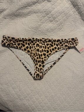 Y2K PINK Victoria's Secret Leopard-Print Bikini Bottoms in White and Brown